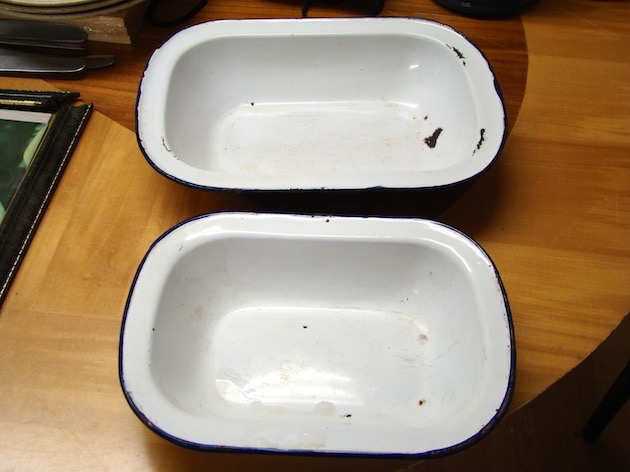 Two Enamel Dishes