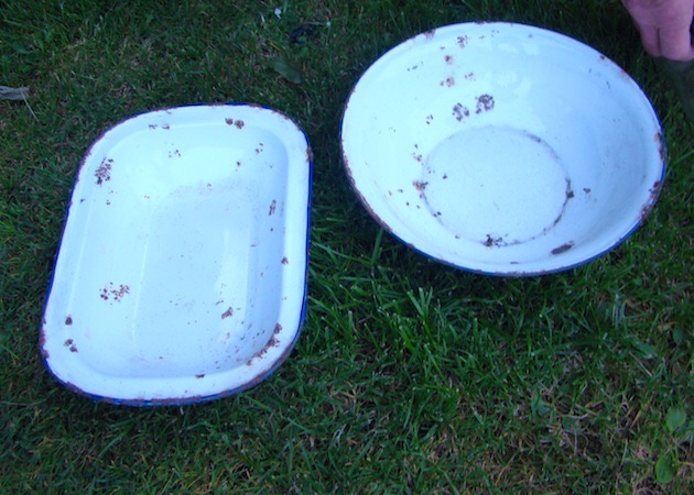 Oval and Round Enamel Dishes